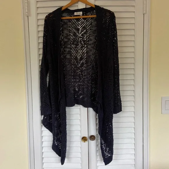 {RD Style} Navy Knit Draped Waterfall Cardigan - Medium - Picture 2 of 5